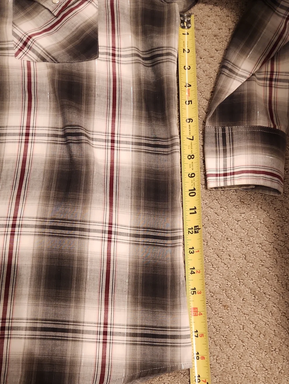 Plains Western Wear black and white plaid pearl snap shirt LT